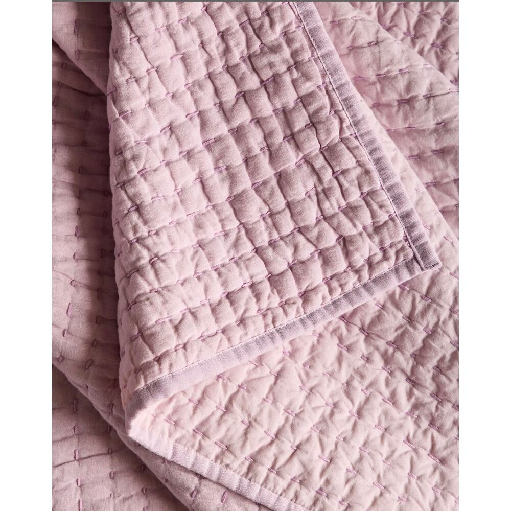 NEW Quince European Linen Cotton Stitch Quilt King / California King Orchid - Picture 5 of 10